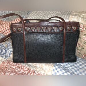 Brighton Vintage black and brown silver tone heart purse, EUC